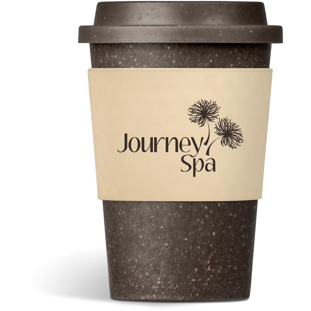 Burnt-Orange Brown Bean Plastic Double-Wall Tumbler – 400ml - Cream