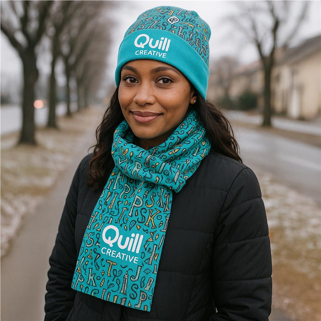 Burnt-Orange Snowflake Polar Fleece Beanie