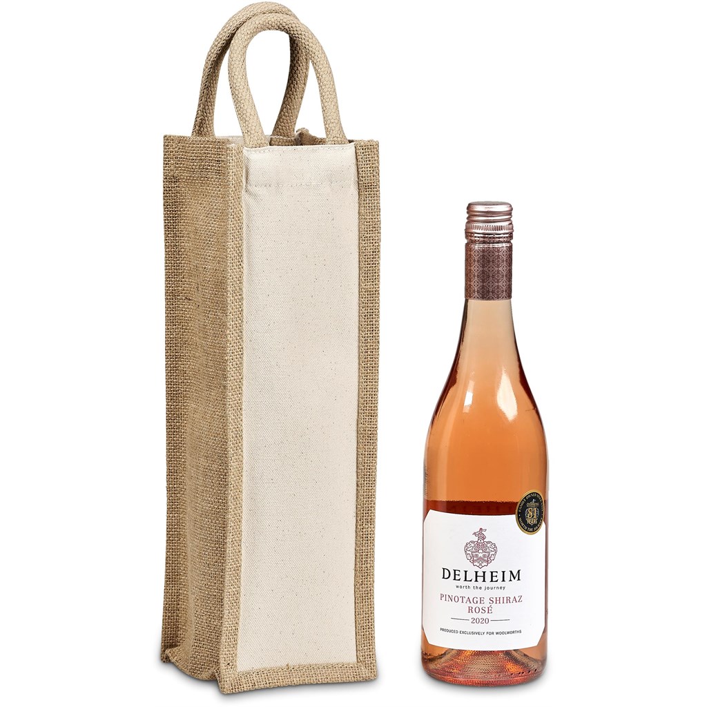 Burnt Orange Inshu Jute & Cotton Wine Tote
