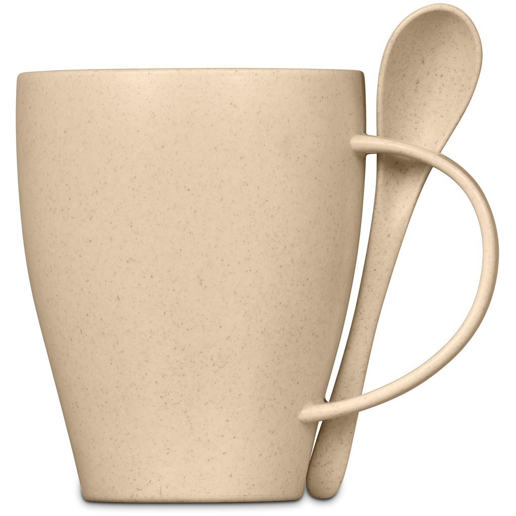 Burnt Orange Kawai Wheat Straw Mug & Spoon - 350ml