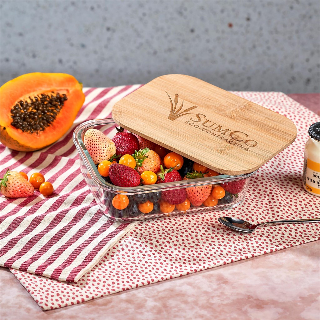 Burnt Orange Moshi Glass & Bamboo Lunch Box