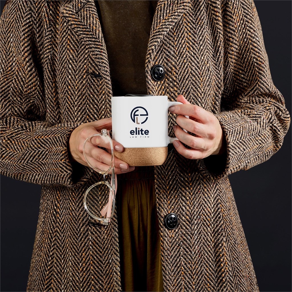 Burnt Orange Sienna Cork & Ceramic Sublimation Coffee Mug - 340ml