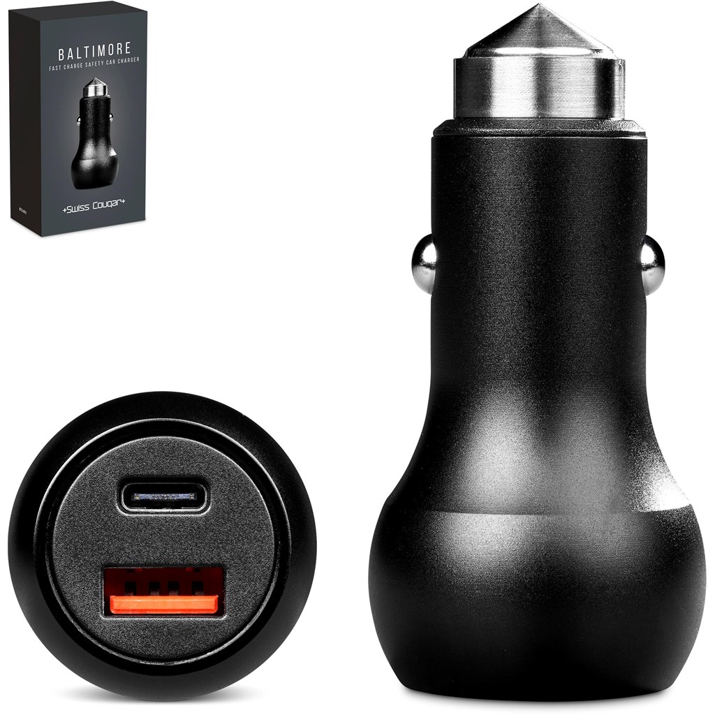 Burnt Orange Baltimore 2 -in-1 Fast Car Charger & Tool